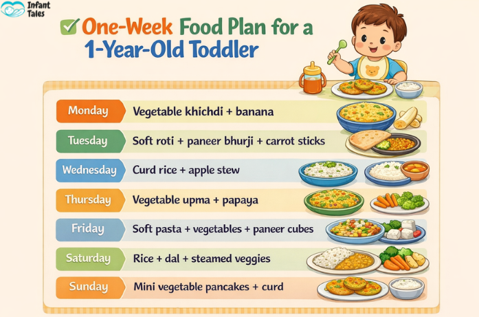 One-Week Food Plan for a 1-Year-Old Toddler